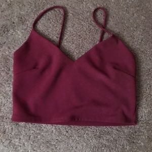 Burgundy Spaghetti Strap Crop Top